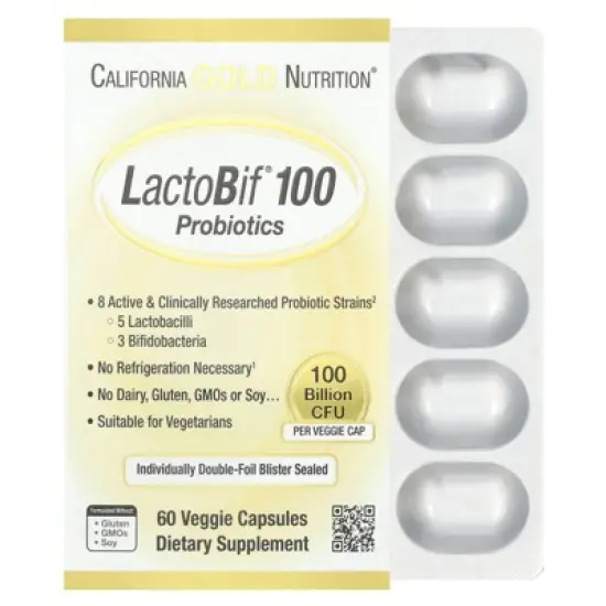 California Gold Nutrition LactoBif&reg; 100 Probiotics, 100 Billion CFU, 60 Veggie Capsules image {3}