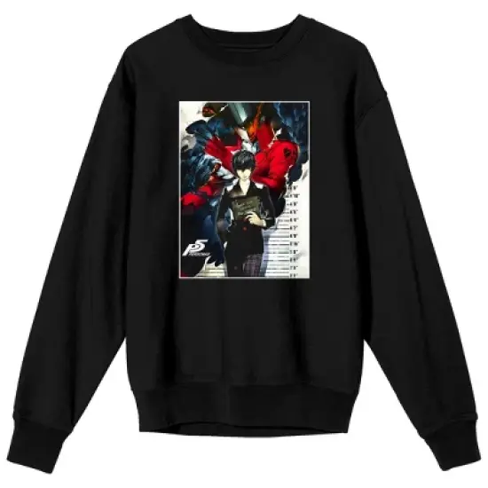 Persona 5 Joker Protagonist Character Men's Black Graphic Long-Sleeve Sweatshirt image {5}