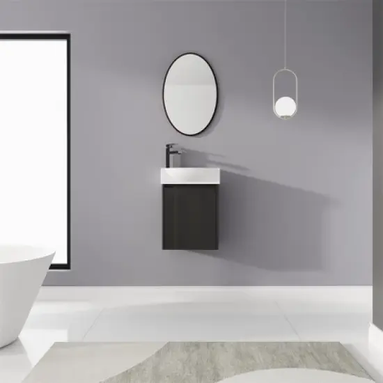 16'' Floating Bathroom Vanity with Sink, Single Sink Bathroom Vanity for Small Space, Wall Mounted Bathroom Vanity Combo Set For Home Bathroom image {9}