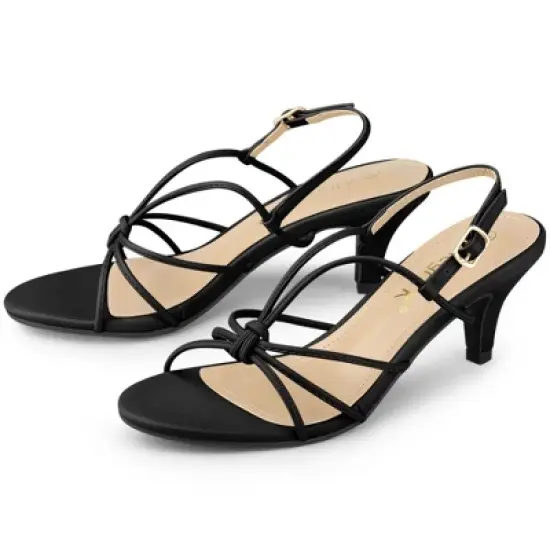 Allegra K Women's Strappy Slingback Kitten Heels Sandals image {9}