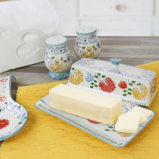 Gibson Elite Anaya 5 Piece Hand Painted Stoneware Table Accessory Set image {3}