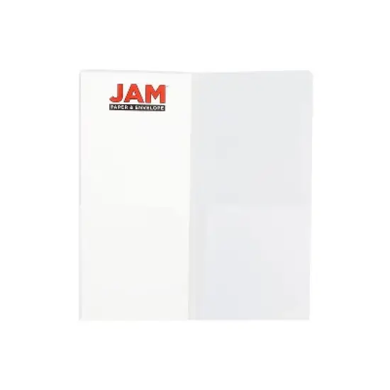 JAM Paper Heavy Duty Plastic Two-Pocket Mini Folders 4 1/4 x 9 1/8 Clear 96450B image {1}