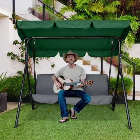 Yescom Replacement Swing Canopy UV30+ 180gsm Porch Top Cover Seat Patio Outdoor Green image {8}