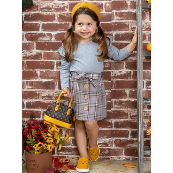 Girls Preppy & Fab Top & Plaid Skirt Set - Mia Belle Girls image {2}