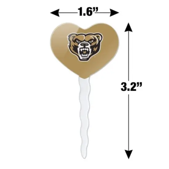 Oakland University Primary Logo Heart Love Cupcake Picks Toppers Decoration Set of 6 image {5}