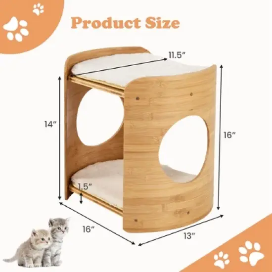 Costway 2-tier Cat Tower for Indoor Cats with Double Beds Removable & Washable Cushions image {2}