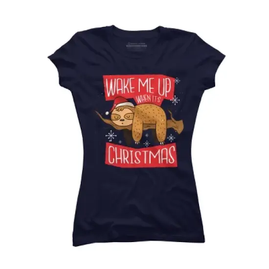 Junior's Design By Humans Christmas sloth By ArtStyleAlice T-Shirt image {4}