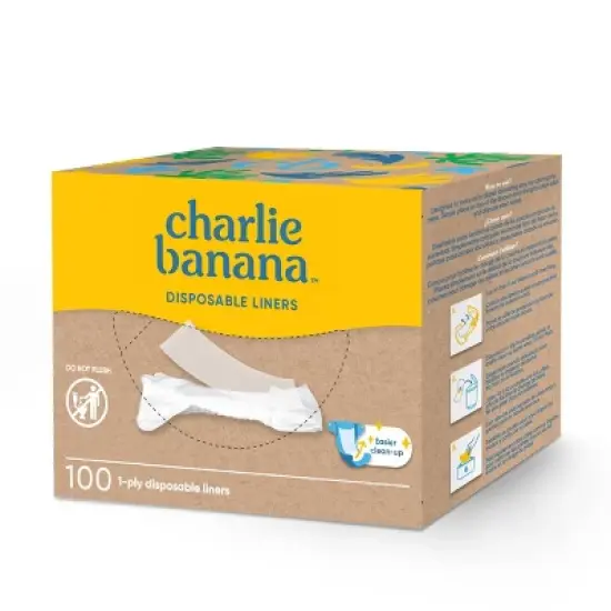 Charlie Banana Disposable Cotton Liners Diaper Inserts - 100ct image {2}