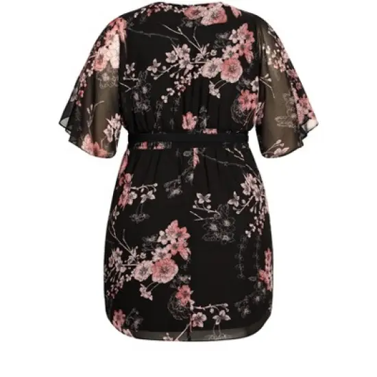 Women's Plus Size Bold Blossom Wrap Dress - black | CITY CHIC image {4}