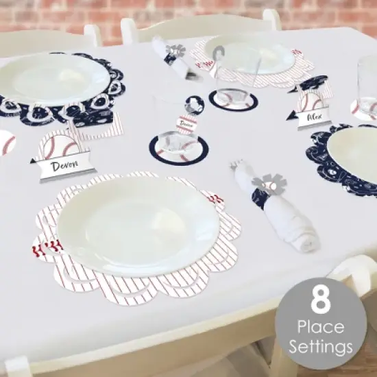 Big Dot of Happiness Batter Up - Baseball - Baby Shower or Birthday Party Paper Charger & Table Decorations Chargerific Kit for 8 image {1}