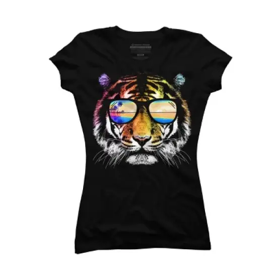 Junior's Design By Humans Summer Tiger By clingcling T-Shirt image {2}