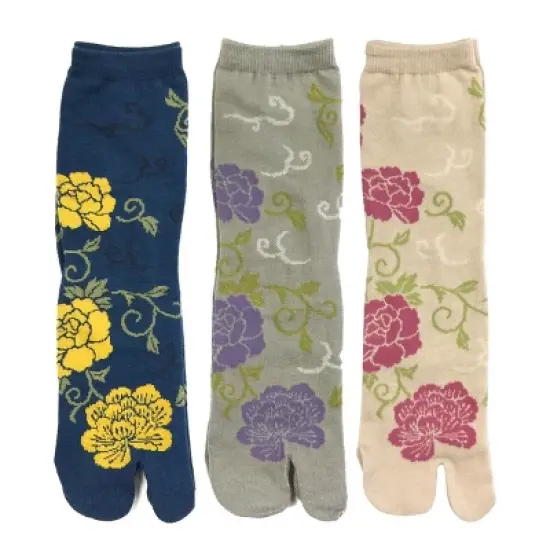 Wrapables Womens 3-Pair Flip-Flop Socks, Floral 2 image {1}