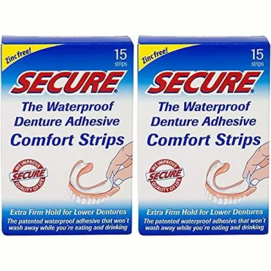 Secure Denture Adhesive Cushion Strips &ndash; Zinc Free &ndash; Waterproof &ndash; Comfortable Fit for Uppers & Lowers &ndash; Extra Firm All-Day-Hold &ndash; Clean Ingredients image {7}