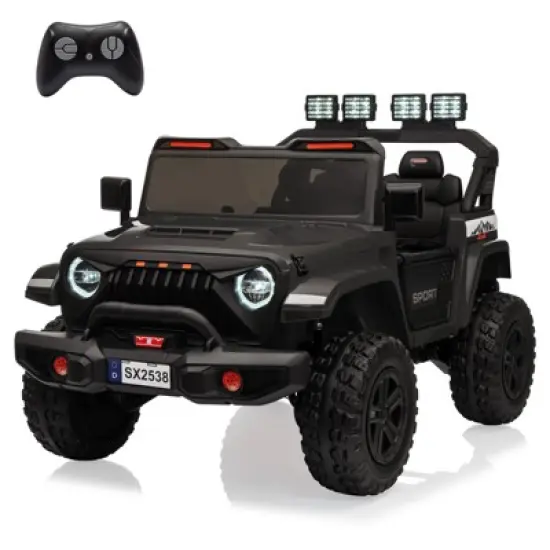 24V Kids Ride On Car, 4WD Electric Vehicle Truck with Remote Control, Ride On Truck with 3 Speeds, Led Lights, Bluetooth, for Boys Girls 3-10 image {1}