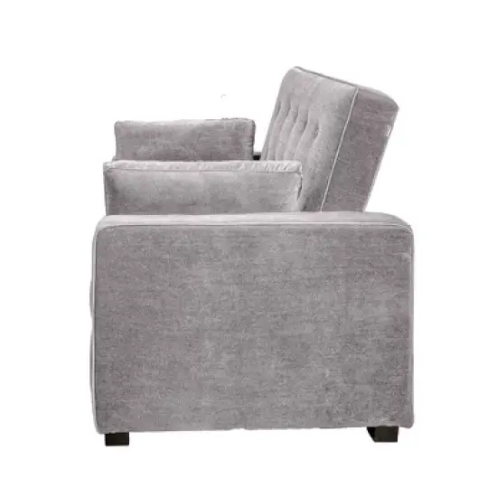 Andrea Convertible Futon Sleeper Sofa Light Gray - Serta image {5}