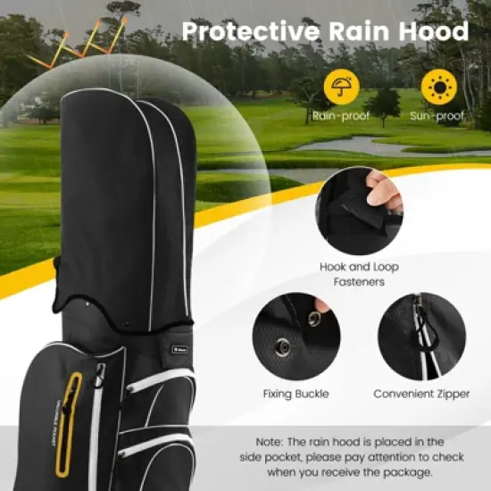 Tangkula 15-Way Golf Cart Bag Golf Club Bag with 15 Ways Organizer Divider Top 7 Zippered Pockets Cooler Bag Umbrella Holder Rain Hood Black + Yellow/ Grey + Green/ Grey + Red image {4}