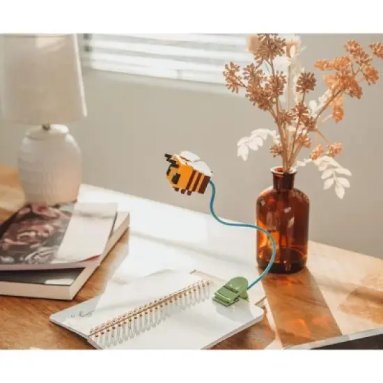 Minecraft Yellow Bee Battery-Powered Reading Light with Clip and Adjustable Arm image {3}