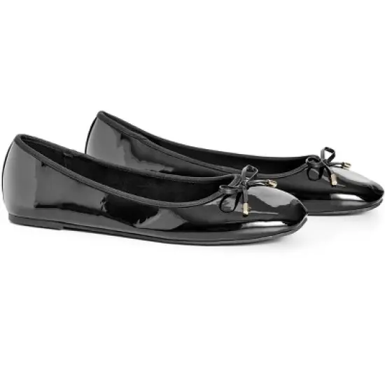 Women's WIDE FIT Patent Ballet Flat - black | EVANS image {6}
