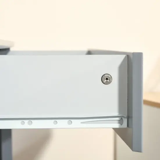 HOMCOM Corner Desk, Triangle Computer Desk with Drawer and Storage Shelves for Small Spaces, Home Office Workstation for Living Room, or Bedroom, Gray image {5}