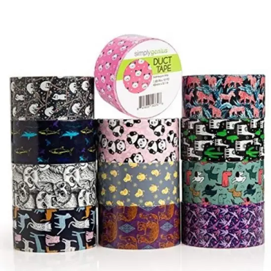 Simply Genius 12 Pack Patterned And Colored Duct Tape Variety Pack, Patterned Duct Tape, 10 Yards, 120 Yards Total, Animal Patterns image {8}