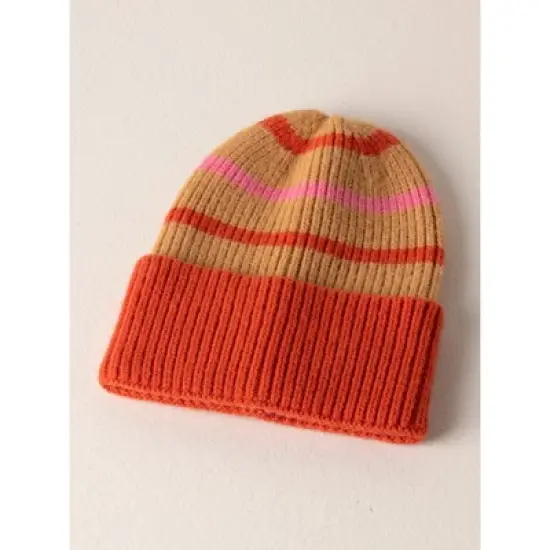 Shiraleah Orange and Pink Rory Beanie Hat image {1}