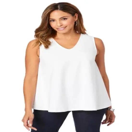 Jessica London Women&rsquo;s Plus Size Stretch Cotton V-Neck Tank image {4}