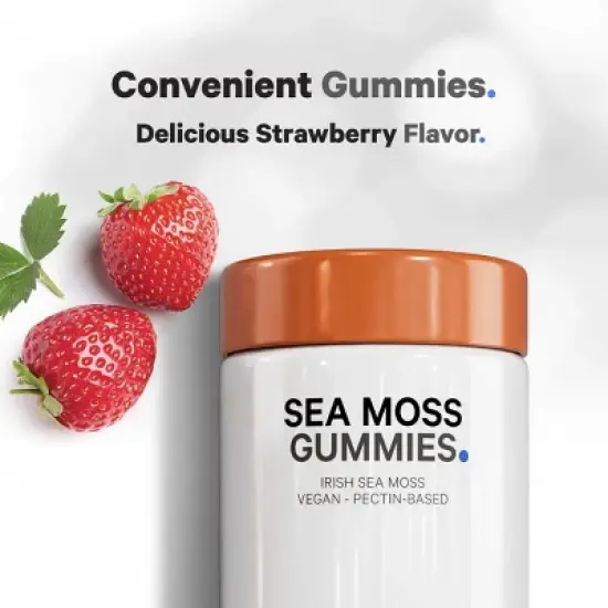 Codeage Irish Sea Moss Gummies, Irish Sea Moss Extract, Strawberry Flavor, Pectin-Based - 60ct image {4}