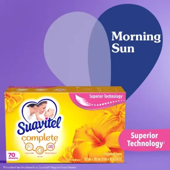 Suavitel Complete Scented Fabric Conditioner Dryer Sheets for Laundry - Morning Sun - 70 ct image {2}