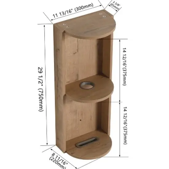 GDFStudio Sharon 12" Modern Bathroom Wall-Mounted Storage Rack with Three-tier Design image {5}