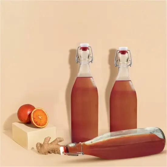 Nevlers Round Airtight Swing Top Bottles - Glass 17oz (6pk) image {2}