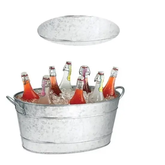Royal Hampton 23 Inch Beverage Tub with 2 Handles, Galvanized Steel Construction image {3}