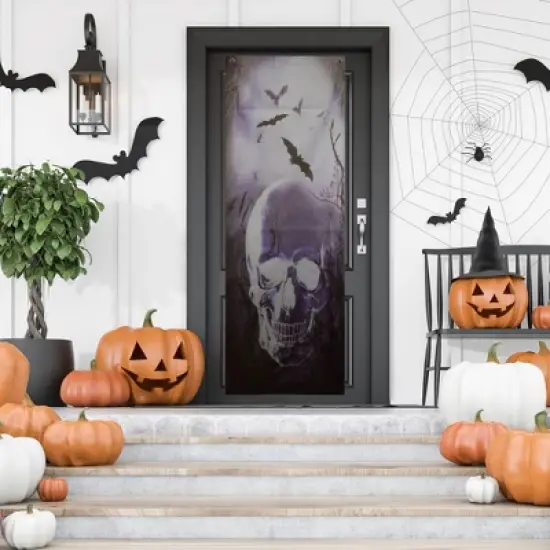 Northlight Spooky Graveyard with Skull and Bats Halloween Door Decoration - 70.75" image {2}