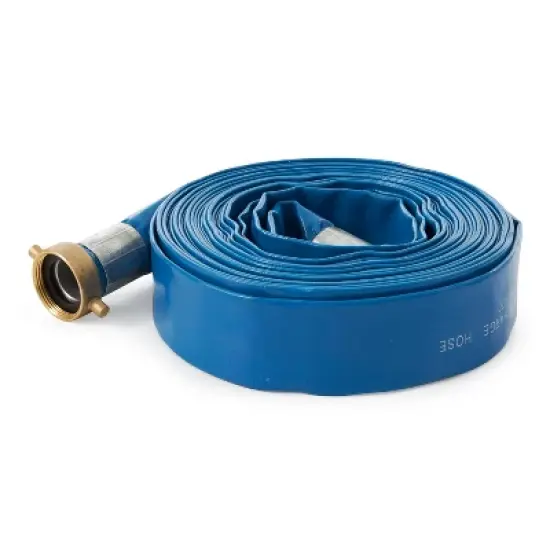 Apache 98138015 1.5" Diameter 50' Length 75 PSI Polyester-Reinforced PVC Lay Flat Pool Sump Pump Hose with Aluminum Pin Lug Connections, Blue (2 Pack) image {3}