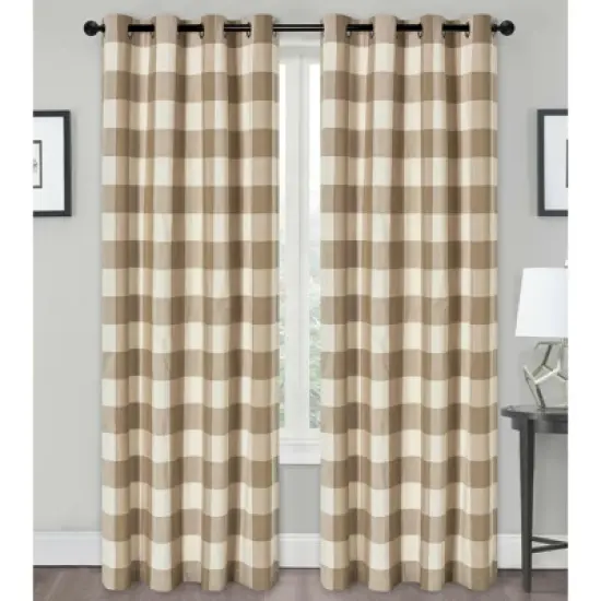 Kate Aurora Country Farmhouse Living Classic Buffalo Plaid Checkered Single Grommet Top Window Curtain Panel image {5}