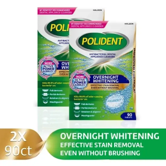 Polident Overnight Denture Cleanser Tablets - 90ct/2pk image {1}