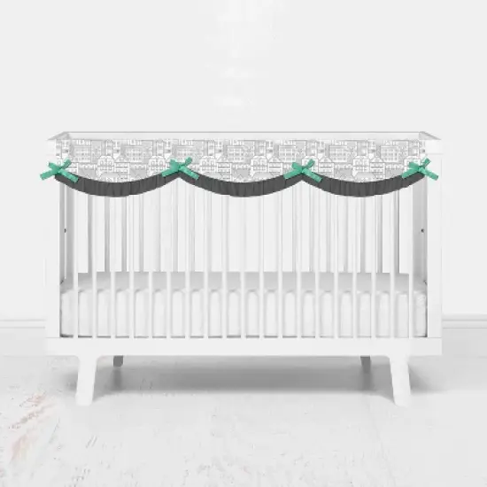 Bacati - Clouds in the City Mint//Gray Long Side Crib Rail Guard Cover image {1}