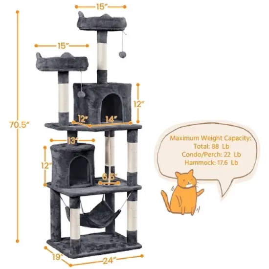 Yaheetech 70.5" H Multi Level Cat Tower Kitten Condo image {2}