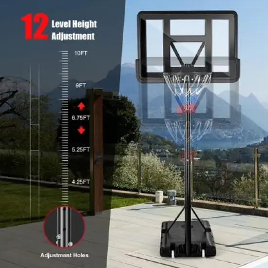 Costway Portable Basketball Hoop Stand Adjustable Height W/Shatterproof Backboard Wheels image {6}