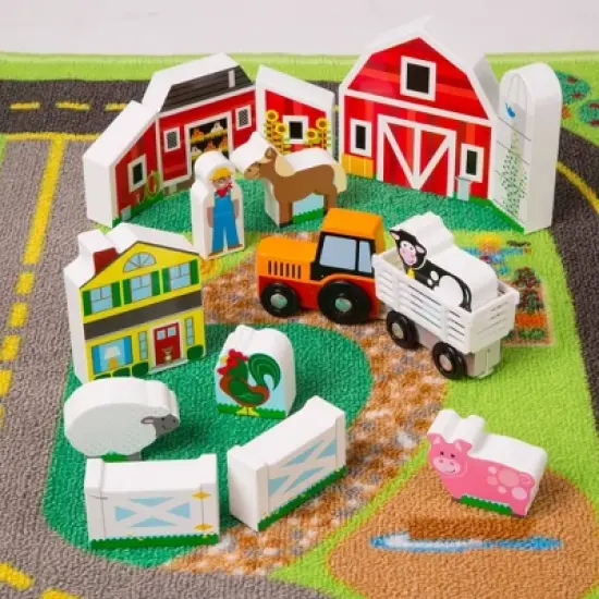 Melissa & Doug Deluxe Activity Road Rug Play Set with 49pc Wooden Vehicles and Play image {3}