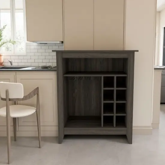 FURNIinspire Wine Racks Bar Cabinet, Wine Cabinet, Sideboard Kitchen Cupboards With Open Shelf, Wine Rack, Brown, 17.7"*32.5"*37.07" image {3}