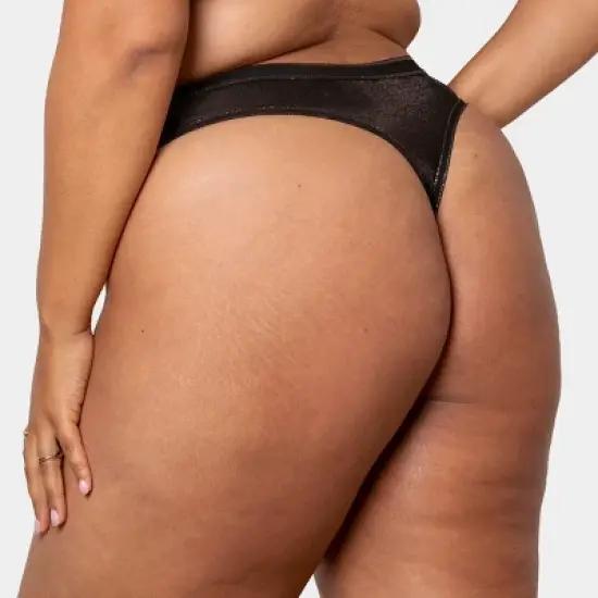 Curvy Couture Womens Size Shimmer High Cut Thong Panty image {6}