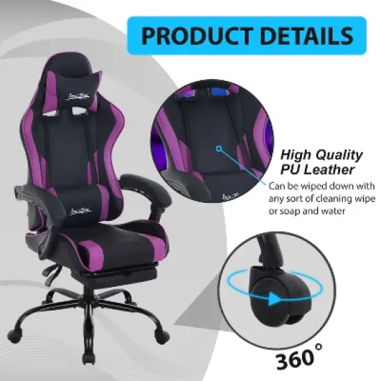 FDW Gaming Chair Racing Desk Chair with Footrest Lumbar Support Headrest Armrest Task Rolling Swivel Adjustable PC Gamer Chair image {5}
