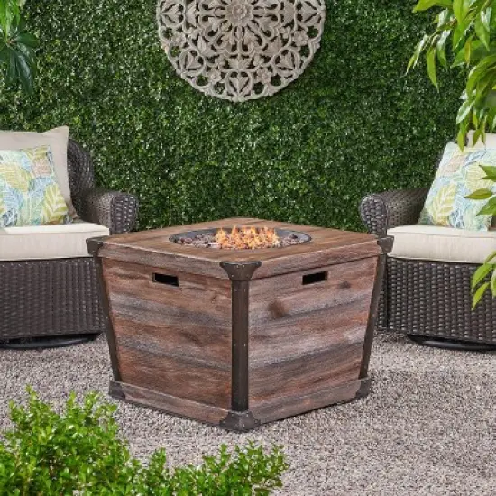 32-Inch Square Outdoor Fire Pit Table With Built-In Propane Storage And Wood-Look Concrete Top image {14}