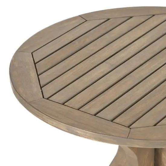 Bryant 3pc Acacia Wood & Wicker Bistro Set - Gray/Gray - Christopher Knight Home image {2}