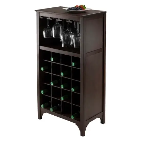 20 Bottles Glass Holder Wine Cabinet Wood/Coffee - Winsome image {2}