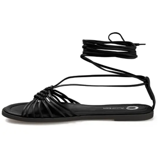 Journee Collection Womens Jess Ankle Wrap Low Block Heel Sandals image {1}