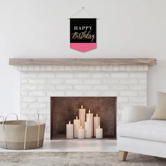 Big Dot of Happiness Chic Happy Birthday - Pink, Black & Gold - Outdoor Home Decorations - Double-Sided Birthday Party Garden Flag - 12 x 15.25 inches image {6}