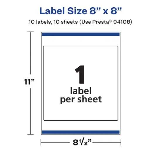 Avery Durable Waterproof Square Labels with Sure Feed, 8" x 8" image {4}