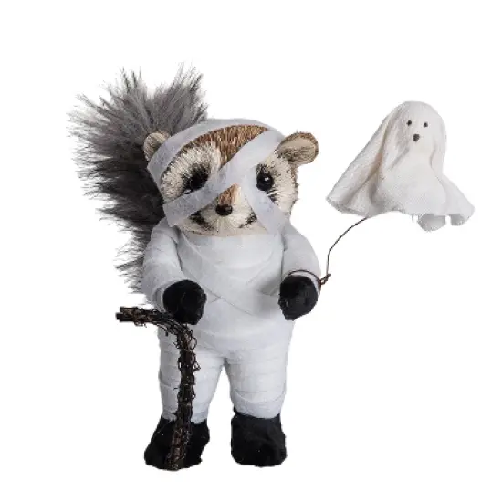 Transpac Sisal Mummy Raccoon Ghost Figurine Halloween Tabletop Decor Indoor Use Gift Spooky Seasonal Home Accents image {1}