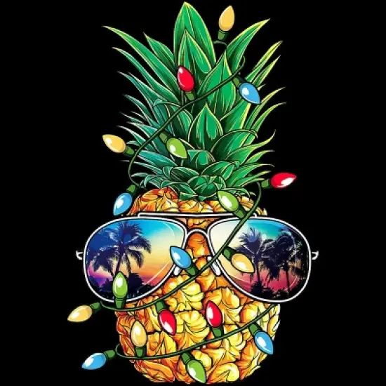 Junior's Design By Humans Pineapple Christmas Tree Lights Xmas Men Gifts Sunglasses T-Shir By NekoShop T-Shirt image {1}